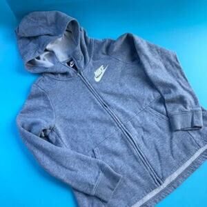 Nike Girl's Gray Full Zip Long Sleeve Front Pocket Hoodie Sweatshirt Size Medium
